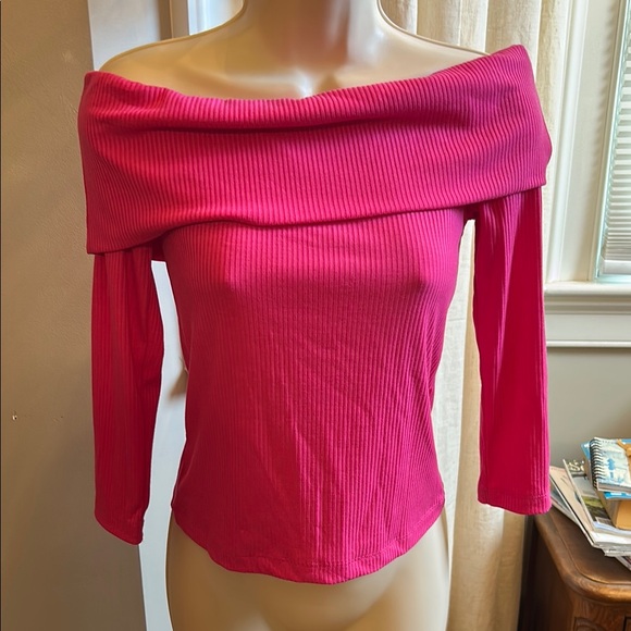 Primark Tops - Primark Pink Ribbed Off the Shoulder Top